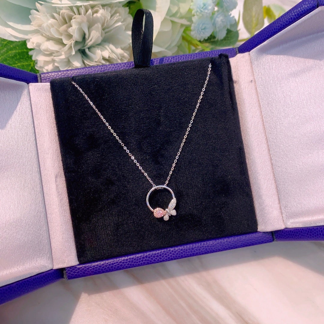 14K GOLD 0.12 CT NATURAL PINK DIAMOND and DIAMOND NECKLACE - 6