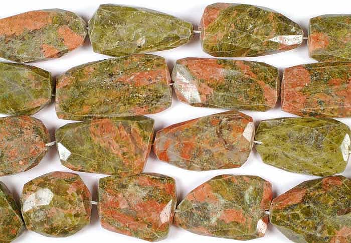Unakite Faceted Flat Tumbles / Gemstone Beads (1 of 1)