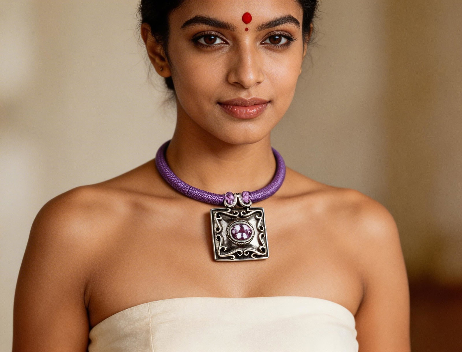 Amethyst Necklace with Matching Cord: Title: Amethyst Necklace with Matching Cord Description: itemcode : JAV93) Reserve: $751.00 Shipping: Domestic: Shipping rates are determined by destination International: Foreign shipping rates are