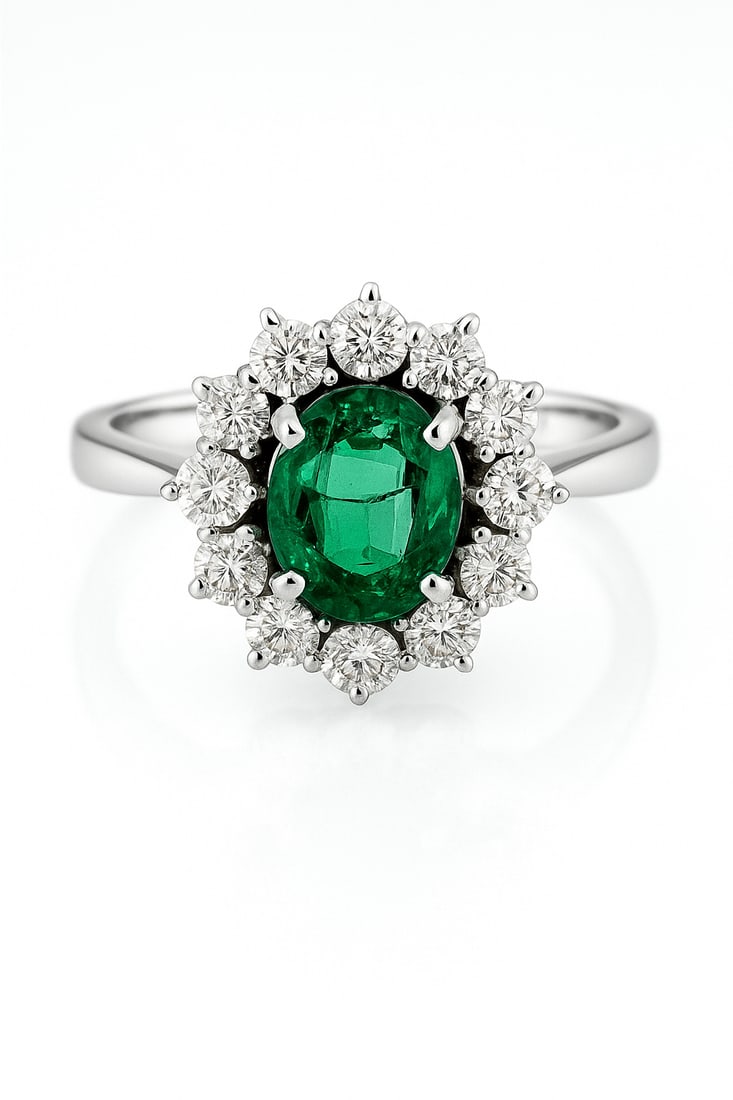 2.26cttw Natural Emerald and Natural Diamond Ring 14K White Gold 3.65 gr: Title: 2.26cttw Natural Emerald and Natural Diamond Ring 14K White Gold 3.65 gr Description: Category: Ring / -- Gold -- / Type: 14K / Gr: 3.65 gr / Color: White / -- Center Stone -- / Stone: Emerald 