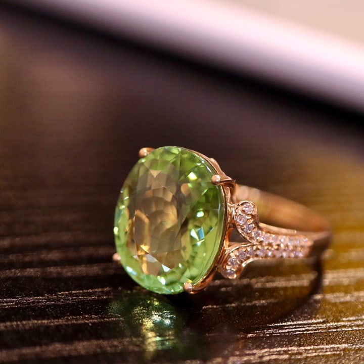 14K GOLD 7.9 CT NATURAL TOURMALINE and DIAMOND RING - 2