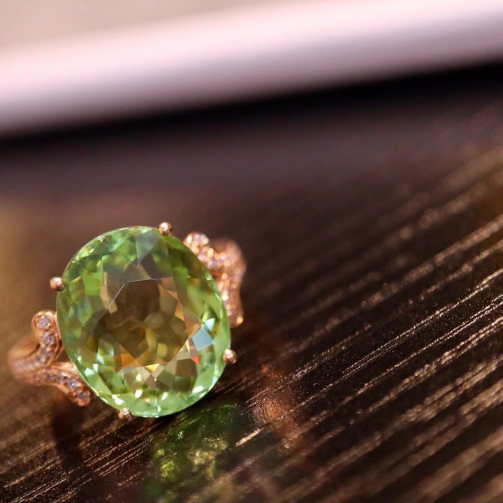14K GOLD 7.9 CT NATURAL TOURMALINE and DIAMOND RING - 3
