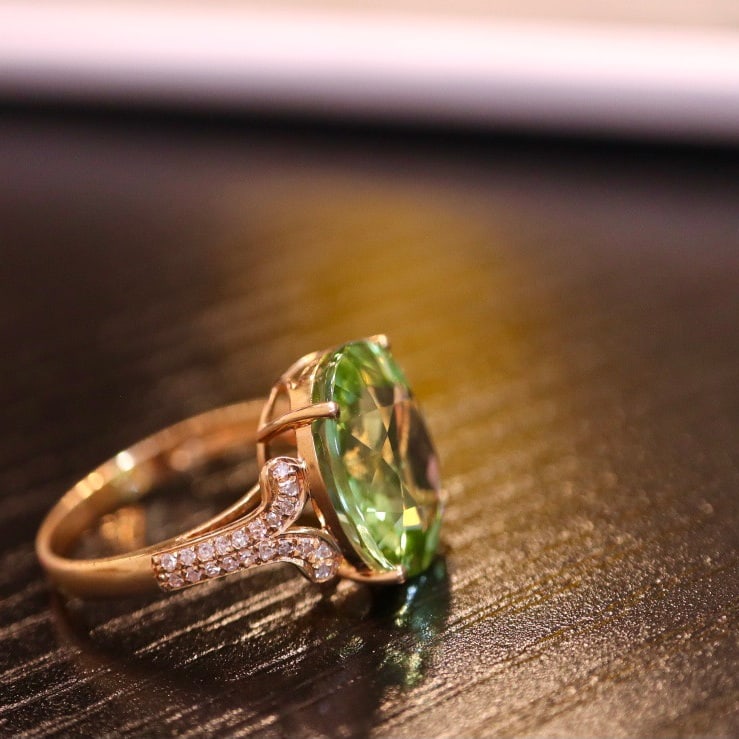 14K GOLD 7.9 CT NATURAL TOURMALINE and DIAMOND RING - 4