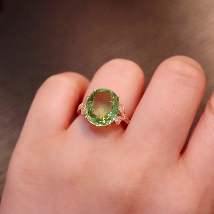 14K GOLD 7.9 CT NATURAL TOURMALINE and DIAMOND RING - 6