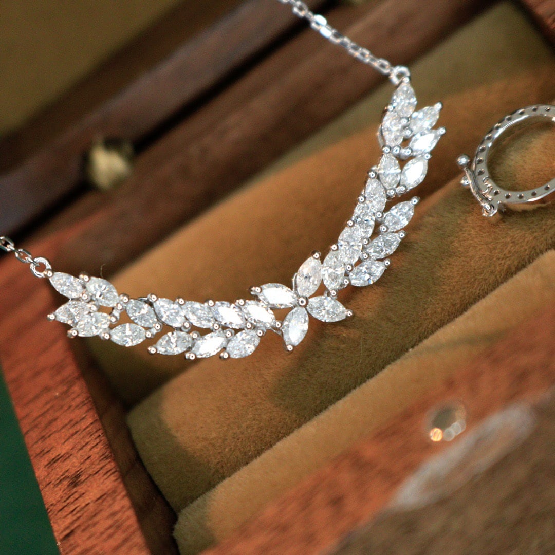 14K GOLD 1.5 CT NATURAL H DIAMOND NECKLACE - 4