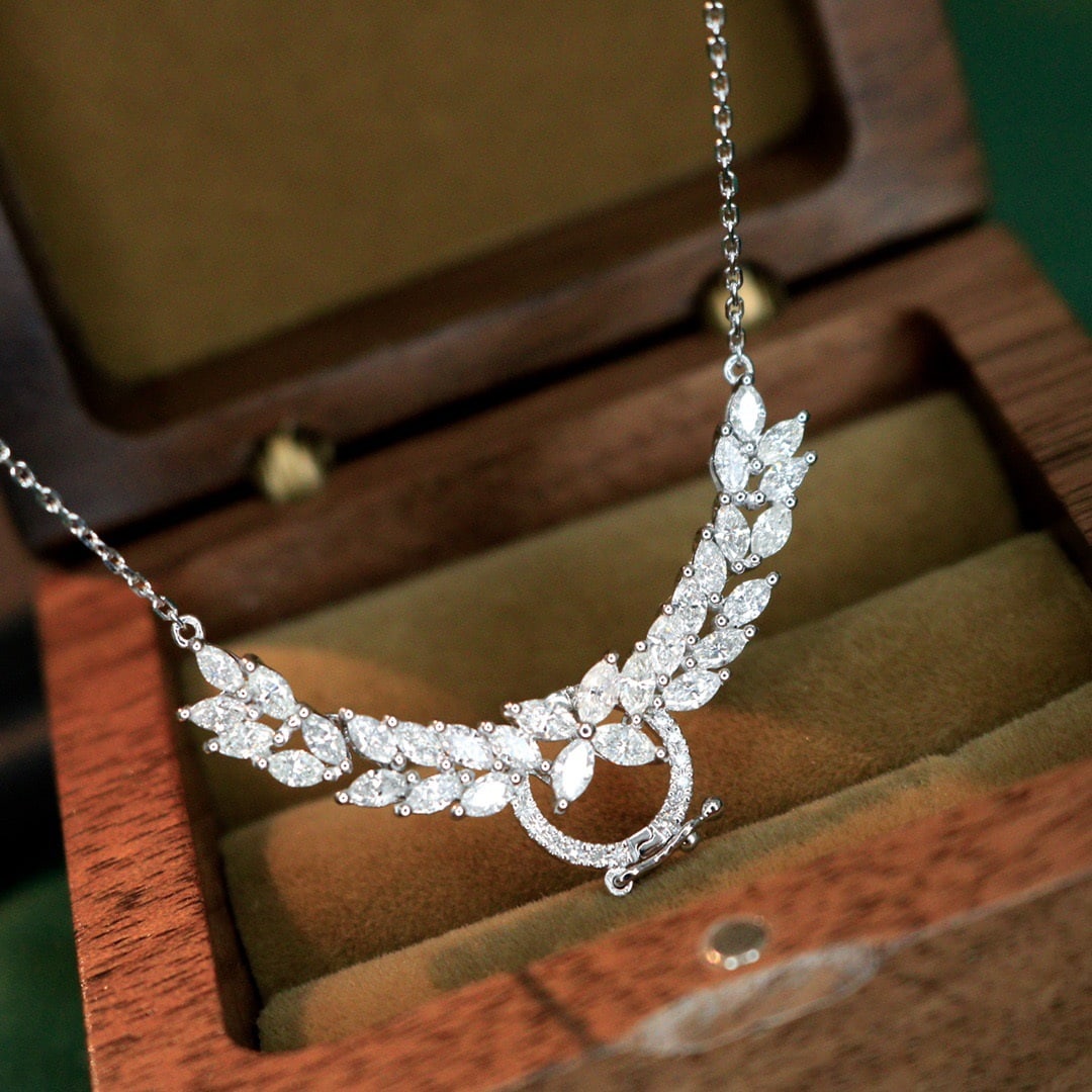 14K GOLD 1.5 CT NATURAL H DIAMOND NECKLACE - 5