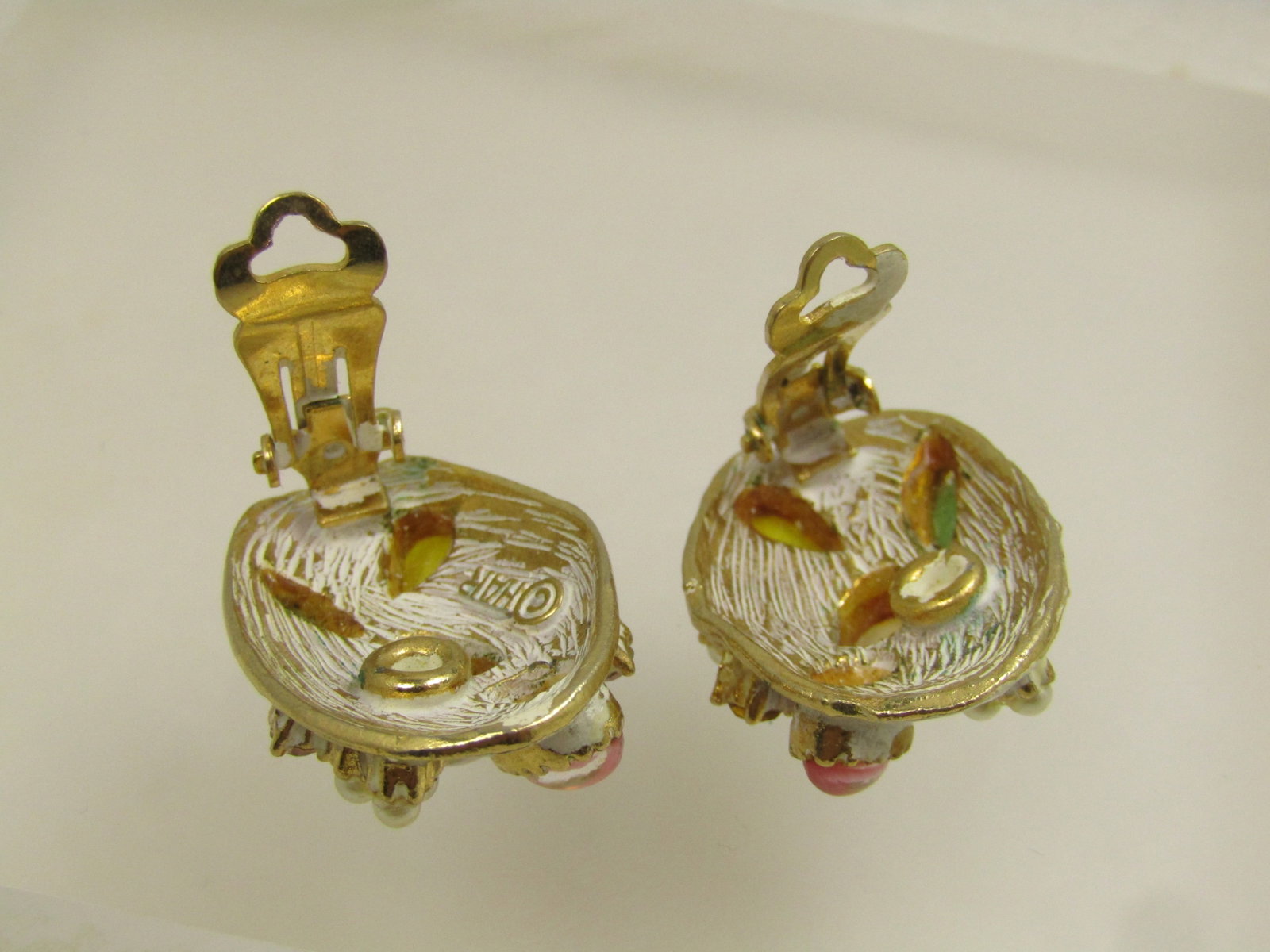 Vintage Har Signed Enameled Raised Rhinestone, Bracelet, Clip Earrings Set, signed HAR, 1950's, RARE - 10