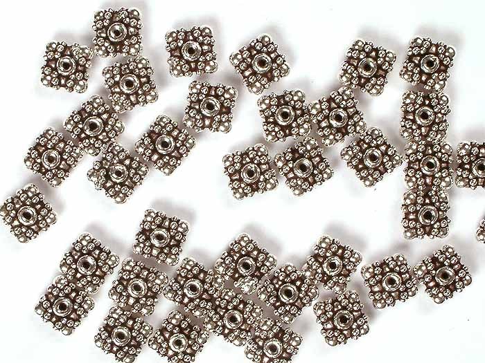 Sterling Square Beads / Sterling Silver and Bali Bead: Title: Sterling Square Beads / Sterling Silver and Bali Bead Description: These Sterling Square Beads, inspired by the image of grapes, exude a sense of abundance, luxury, and natural beauty. Each