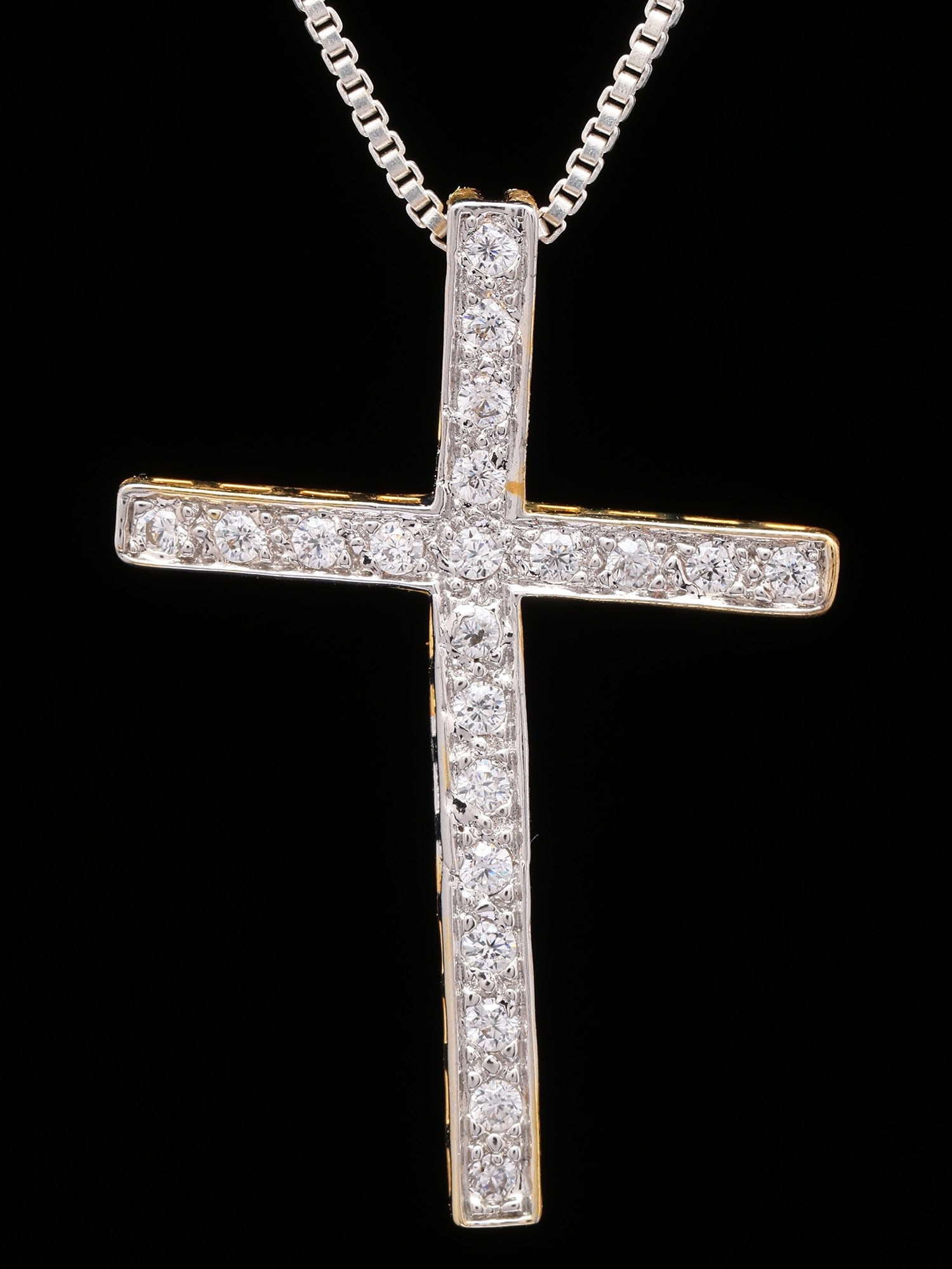 Stone Studded Brass Cross Pendant - 2