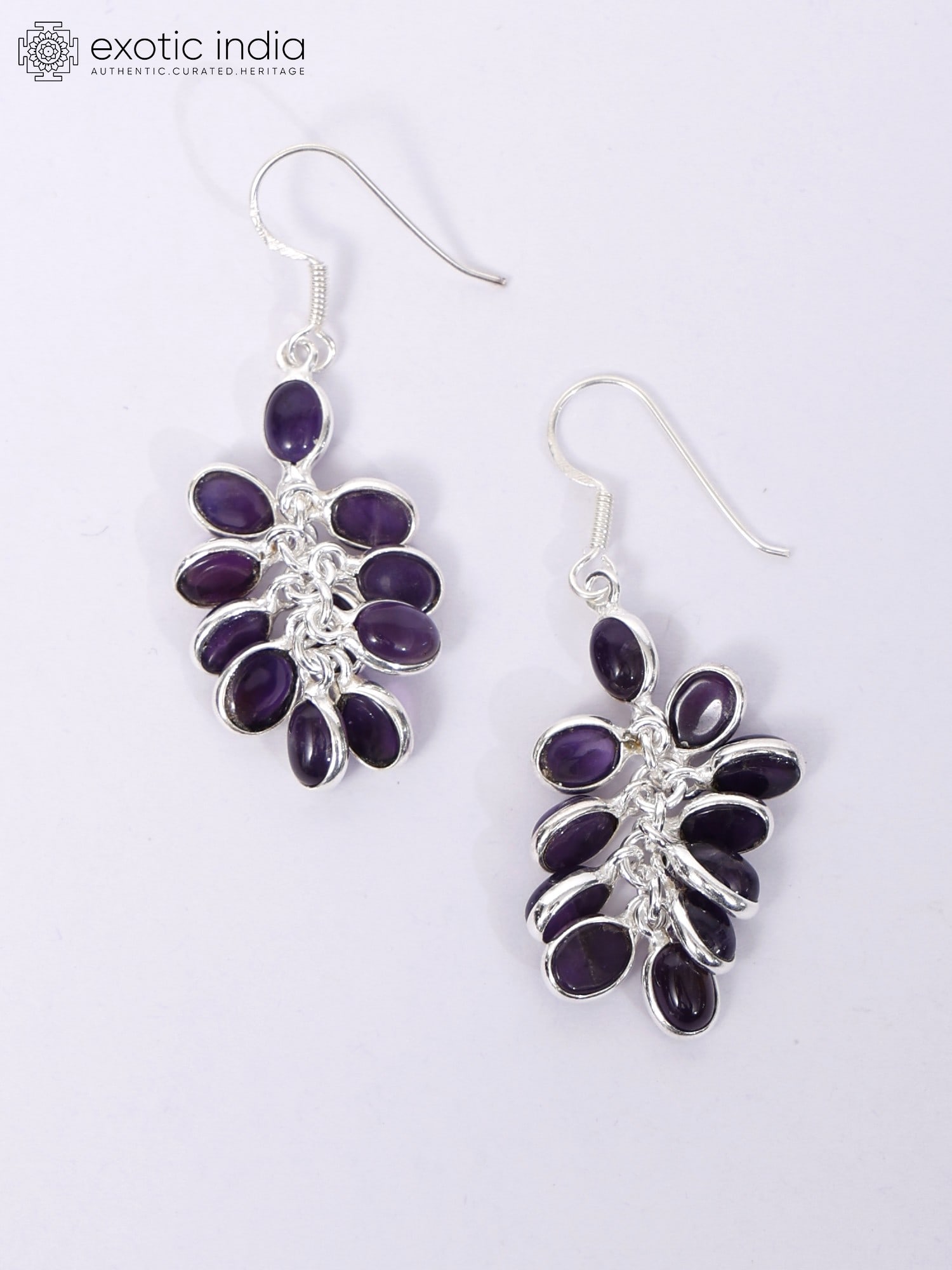 Amethyst Gemstone Bunch Earrings - 2