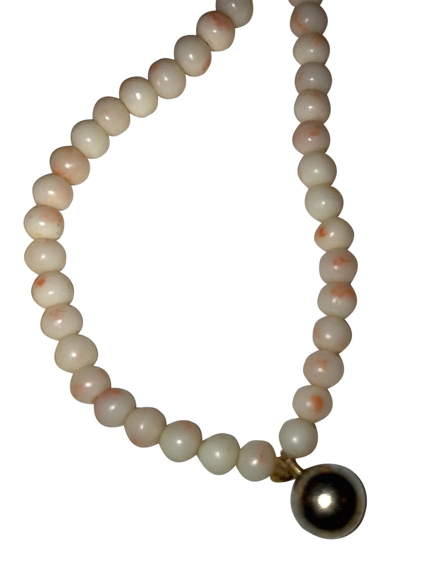 Victorian Graduated Smooth Angel Skin Coral Beaded Necklace - 5