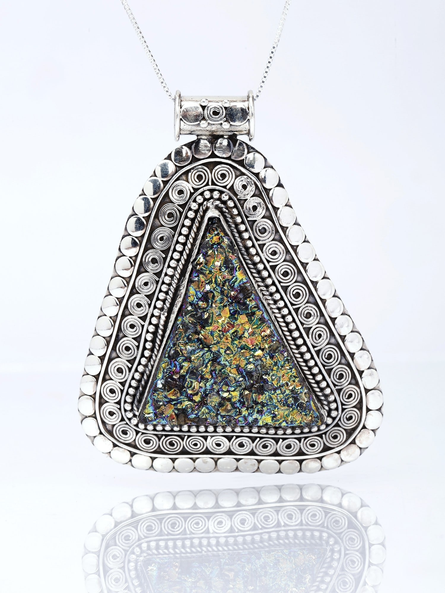 Triangular Peacockolite Pendant - 2