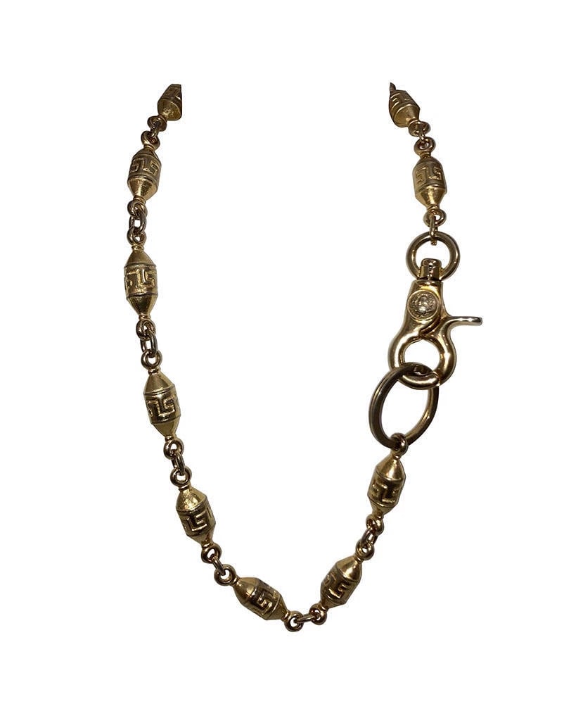 Versace Goldtone Medusa Greek Key Necklace Wallet Chain (1 of 6)