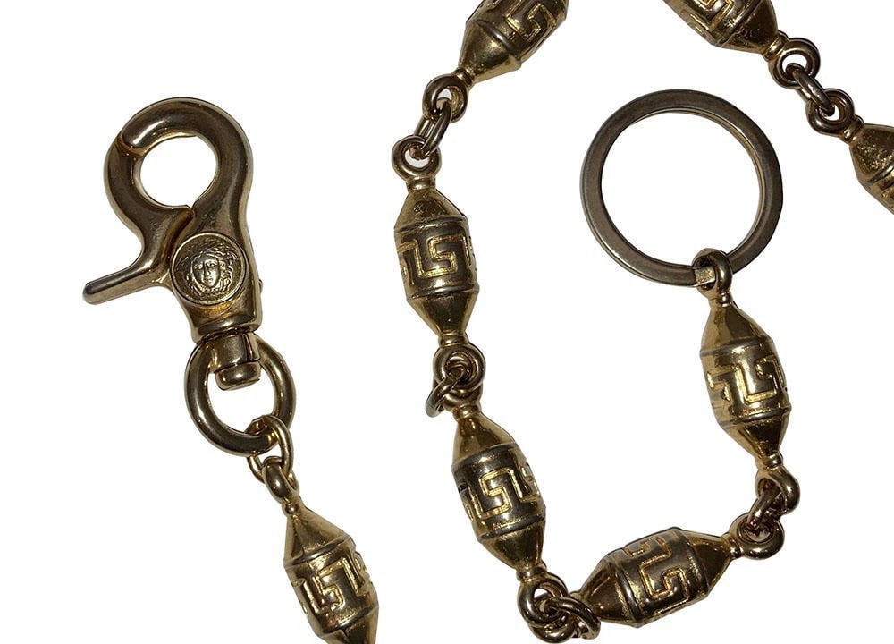 Versace Goldtone Medusa Greek Key Necklace Wallet Chain - 6
