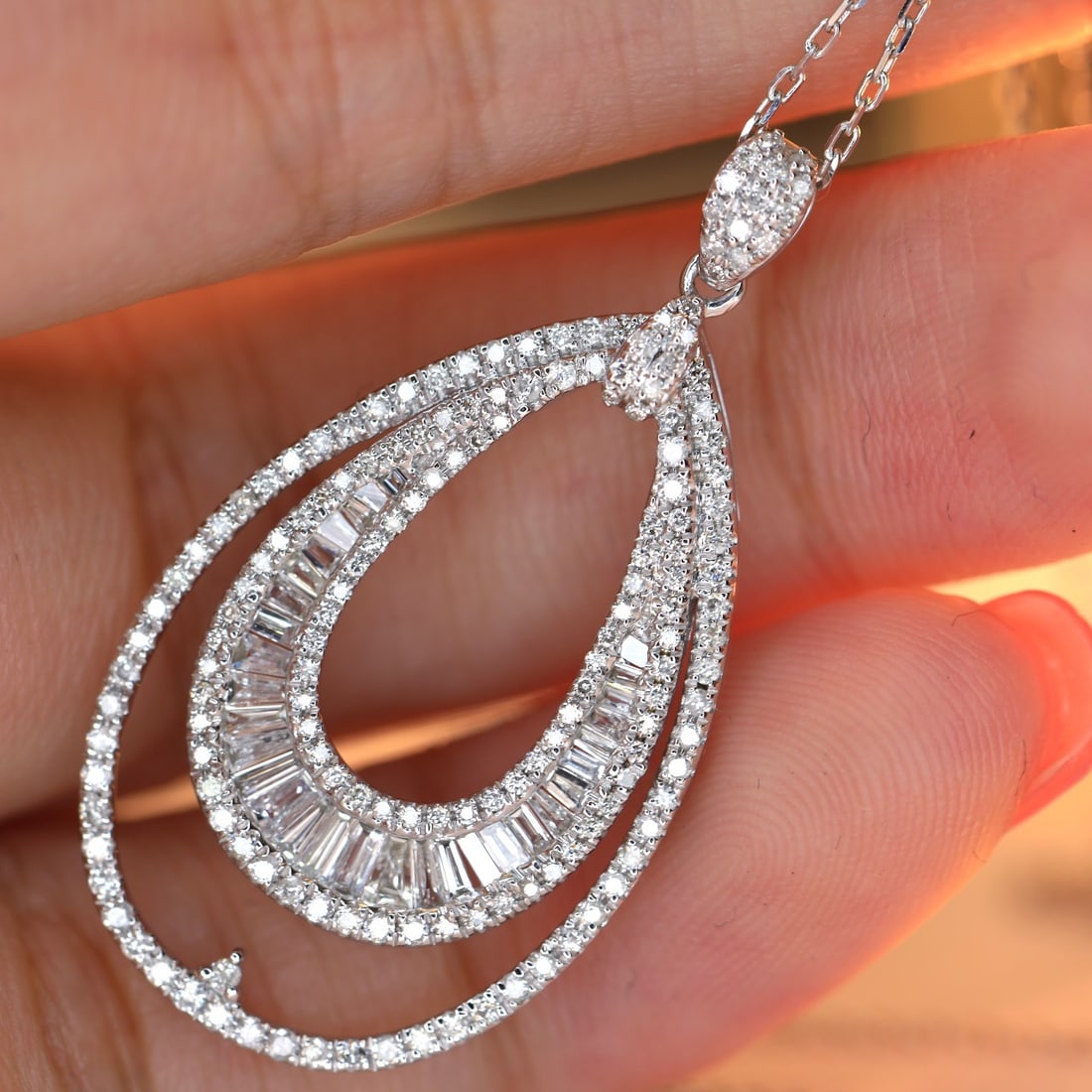 14K GOLD 0.75 CT NATURAL H DIAMOND NECKLACE - 5