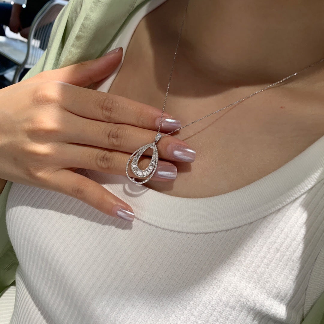 14K GOLD 0.75 CT NATURAL H DIAMOND NECKLACE - 9