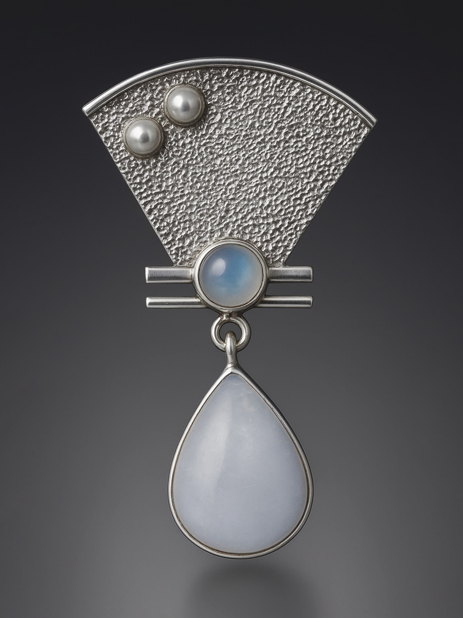 Tear-Drop Moonstone Embellished Pendant with Triangular Spacer (1 of 2)