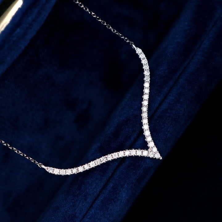 14K GOLD 0.30 CT NATURAL H DIAMOND NECKLACE - 2