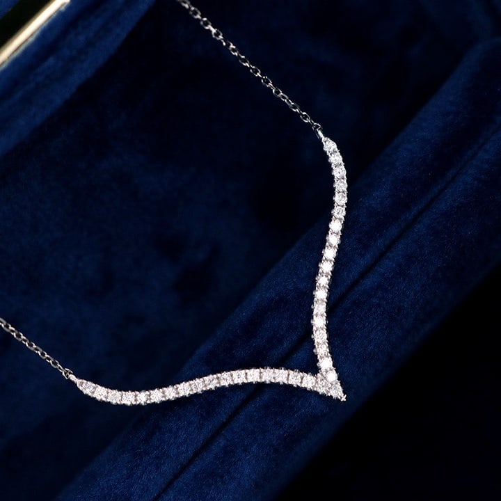 14K GOLD 0.30 CT NATURAL H DIAMOND NECKLACE - 3