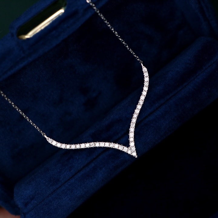 14K GOLD 0.30 CT NATURAL H DIAMOND NECKLACE - 6