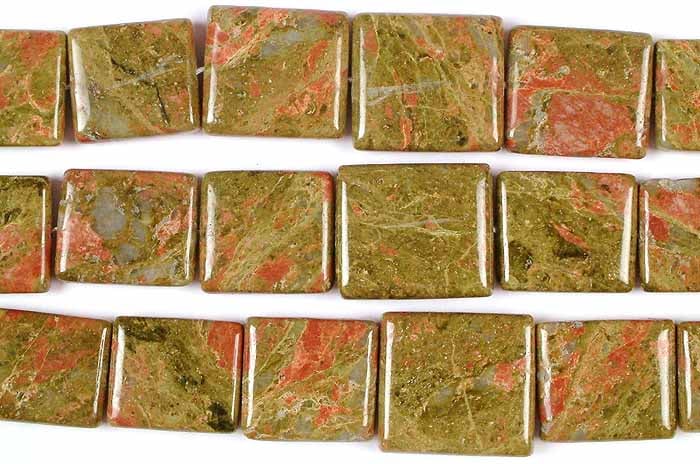 Unakite Rectangles / Semi-Precious Gemstone Beads: Title: Unakite Rectangles / Semi-Precious Gemstone Beads Description: Unakite Rectangles offer exceptional usability in jewelry design. Their unique blend of green and pink hues, characteristic of