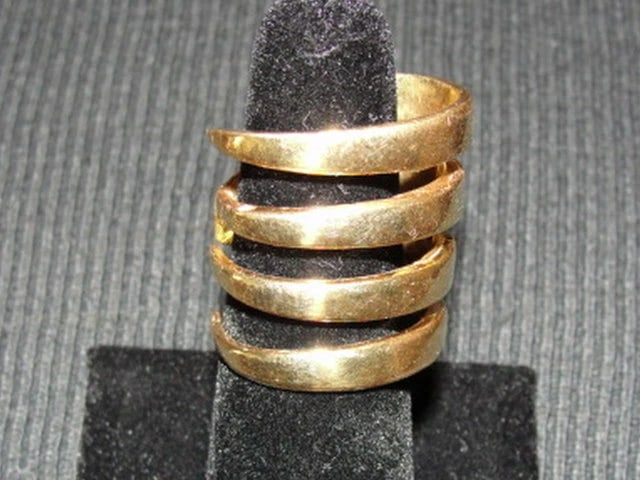 14 kt Gold Vermeil over Brass Coil Fork Ring - 3