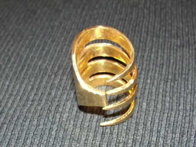14 kt Gold Vermeil over Brass Coil Fork Ring - 4