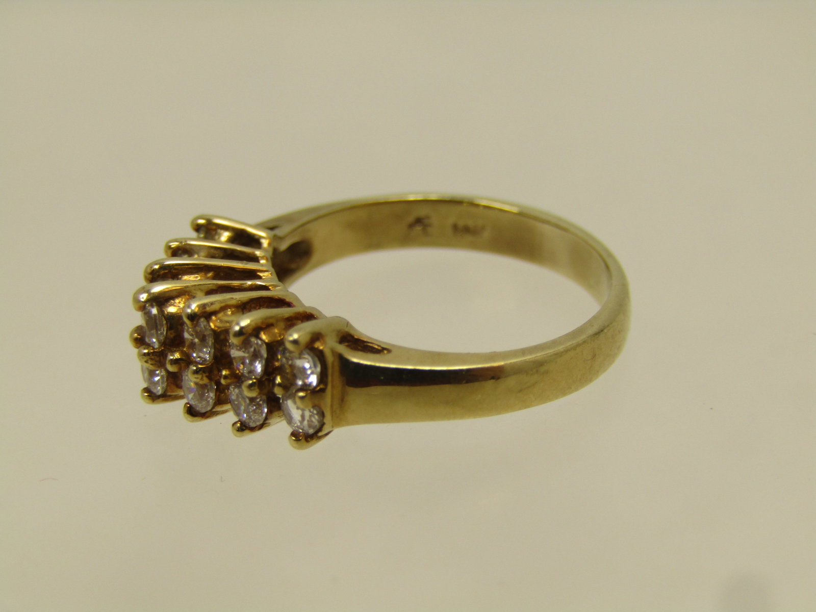 Vintage 10kt CZ Two Row Ring, Sz. 5, 1980's, Signed - 5