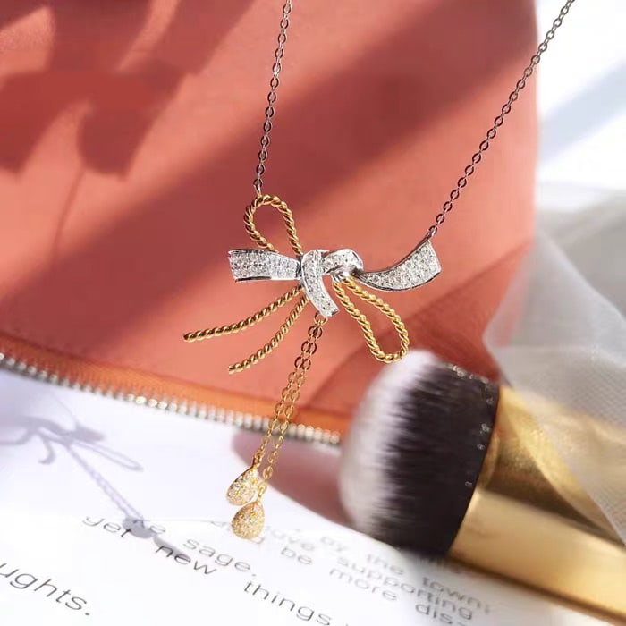 14K GOLD 0.32 CT NATURAL H DIAMOND NECKLACE - 2