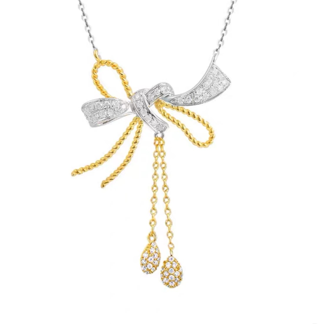 14K GOLD 0.32 CT NATURAL H DIAMOND NECKLACE - 3