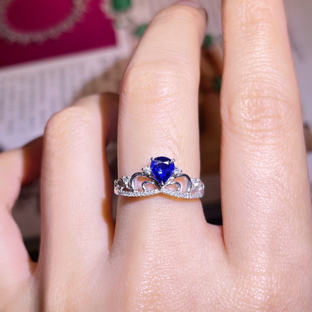 14K GOLD 0.64 CTW NATURAL SAPPHIRE and DIAMOND RING - 6