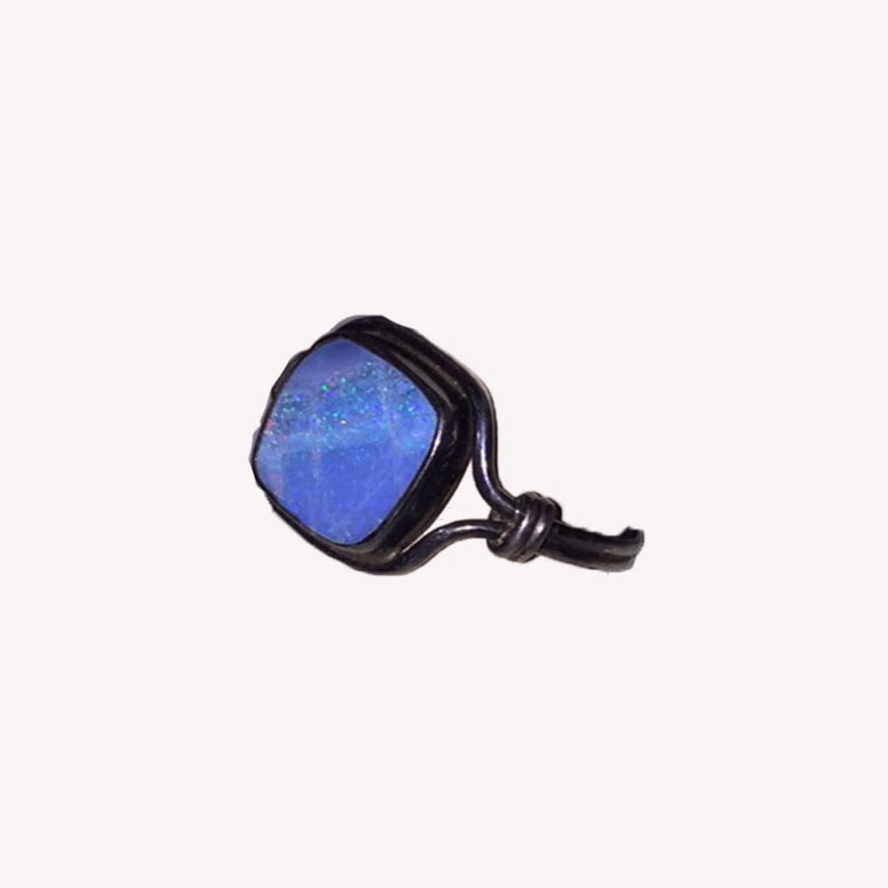 Square Opal Sterling Silver Ring - 3