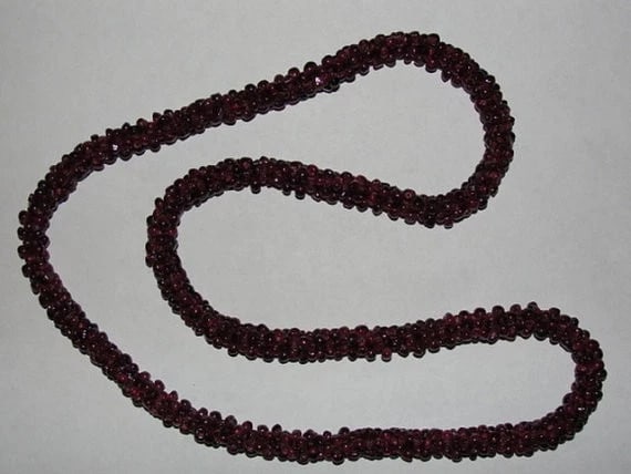 Natural Red Garnet Nugget Beaded Necklace - 4
