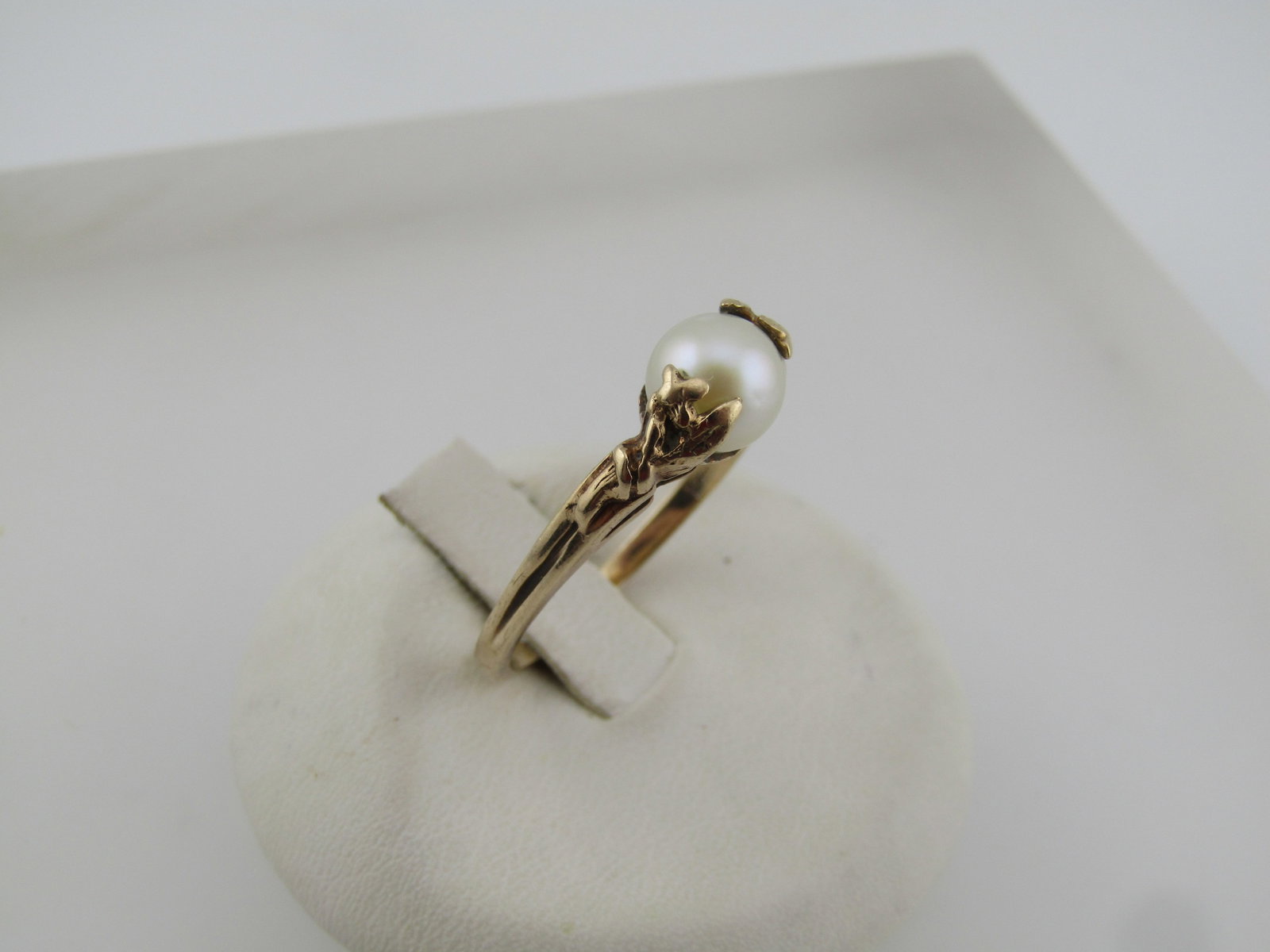 Vintage 10kt Spinning Pearl Ring, Sz. 7.75, Signed, Mid-Century - 3