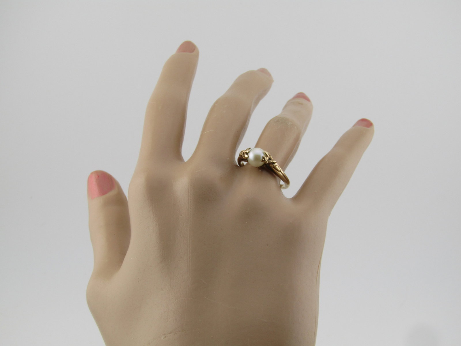 Vintage 10kt Spinning Pearl Ring, Sz. 7.75, Signed, Mid-Century - 5