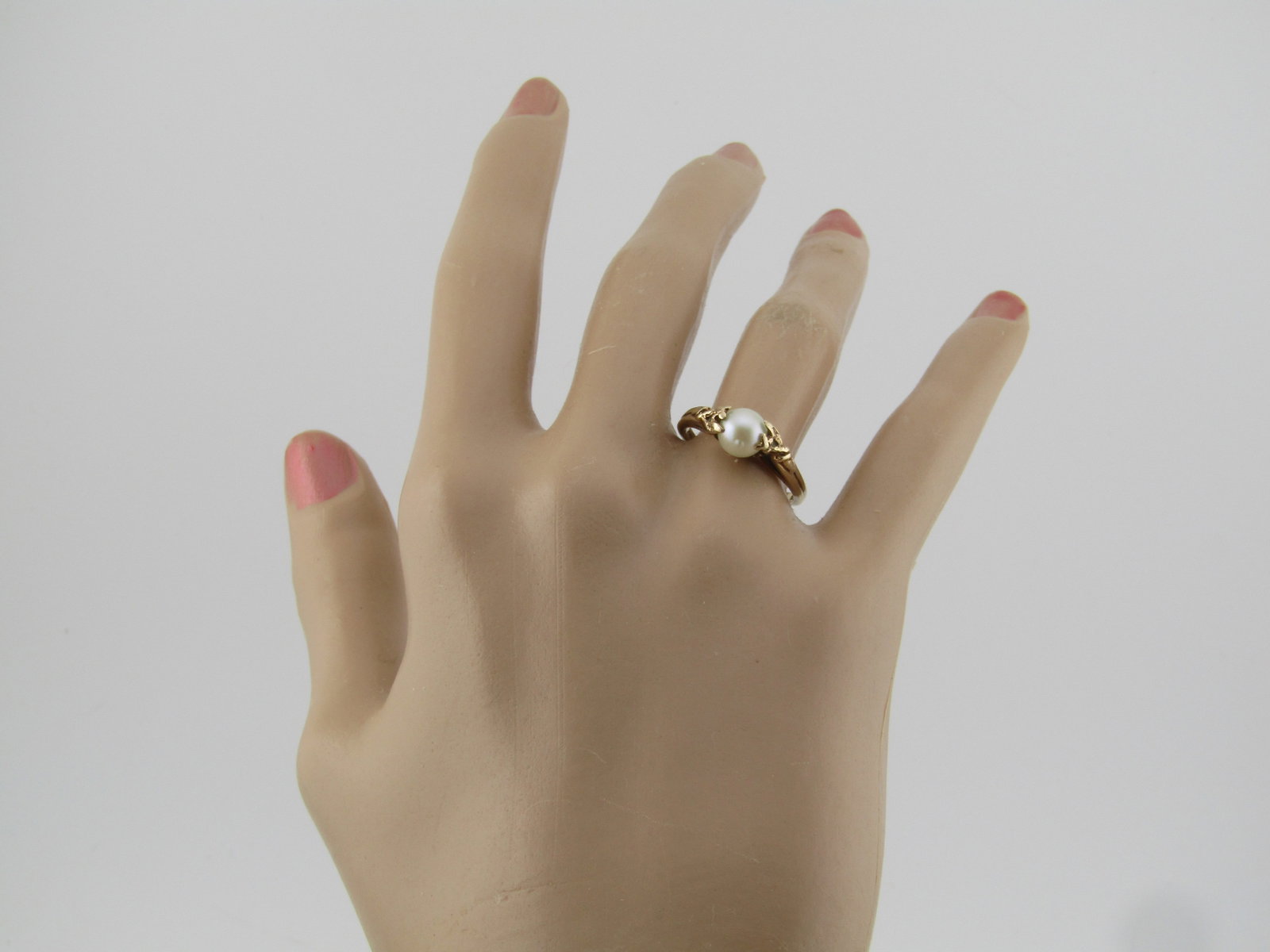 Vintage 10kt Spinning Pearl Ring, Sz. 7.75, Signed, Mid-Century - 6