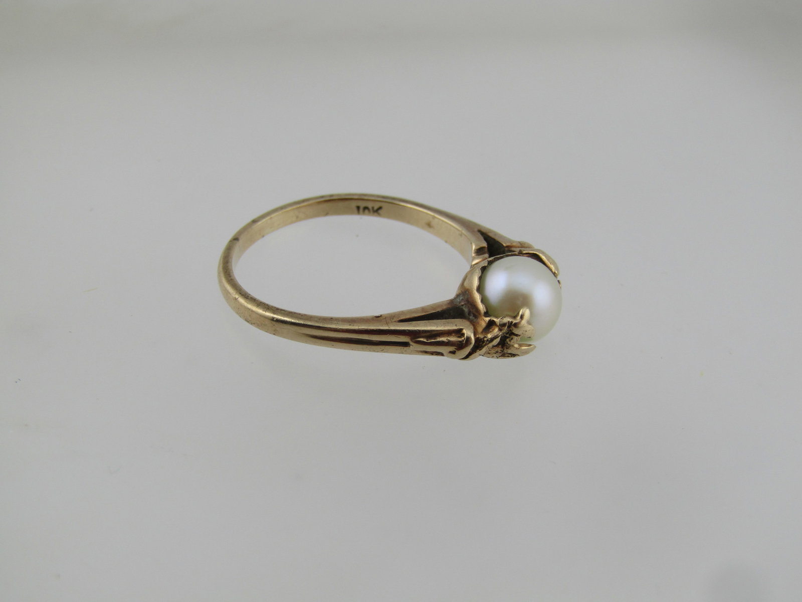 Vintage 10kt Spinning Pearl Ring, Sz. 7.75, Signed, Mid-Century - 7