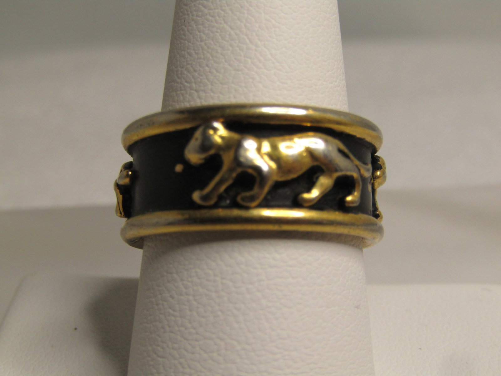 Vintage 10kt Plated Enameled Tiger Ring, Sz. 9 (1 of 7)