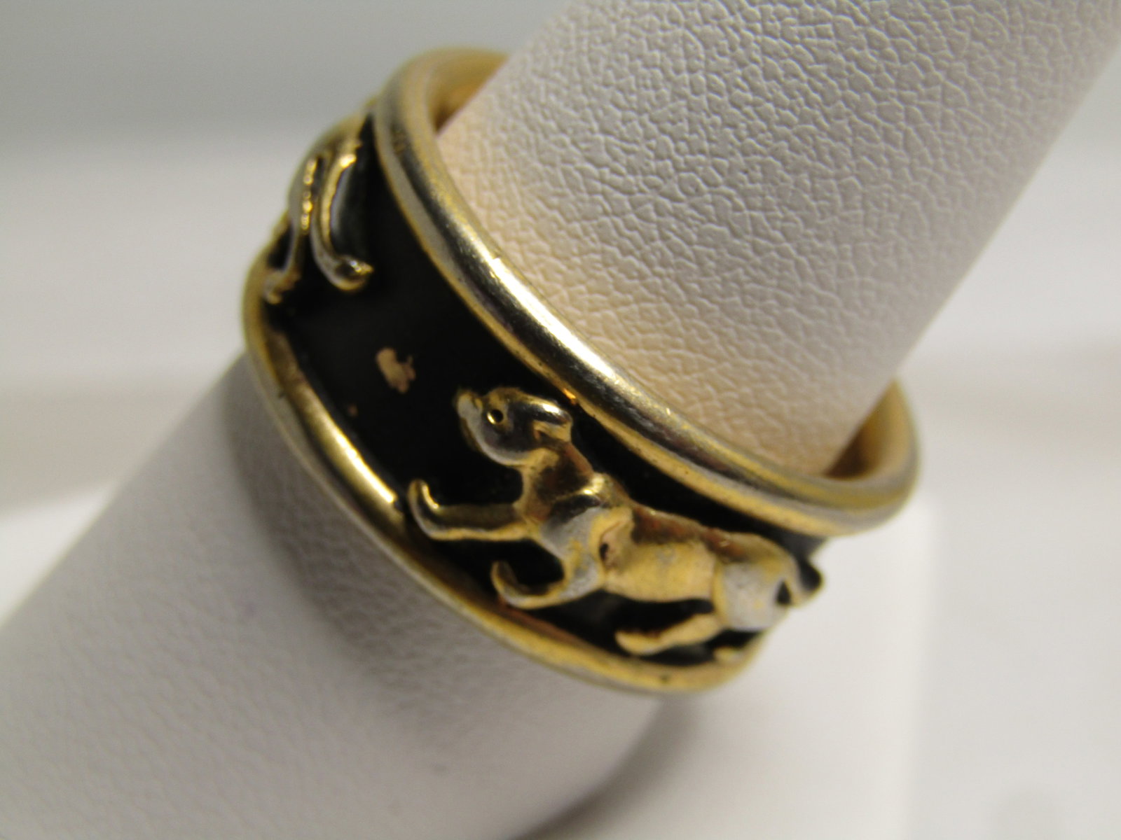 Vintage 10kt Plated Enameled Tiger Ring, Sz. 9 - 2