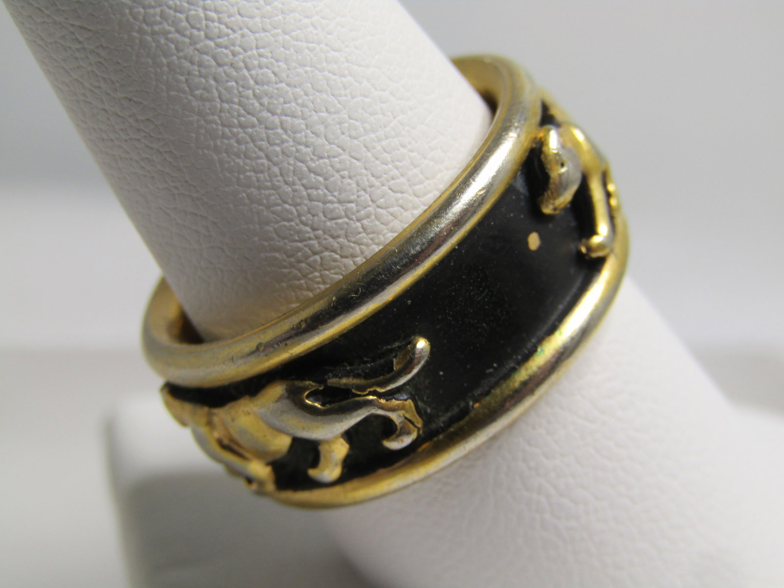 Vintage 10kt Plated Enameled Tiger Ring, Sz. 9 - 3
