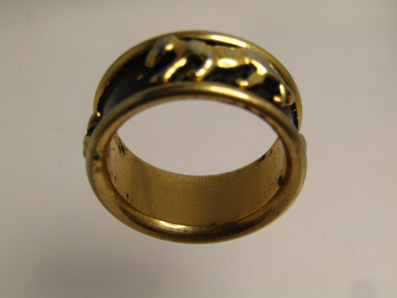 Vintage 10kt Plated Enameled Tiger Ring, Sz. 9 - 4