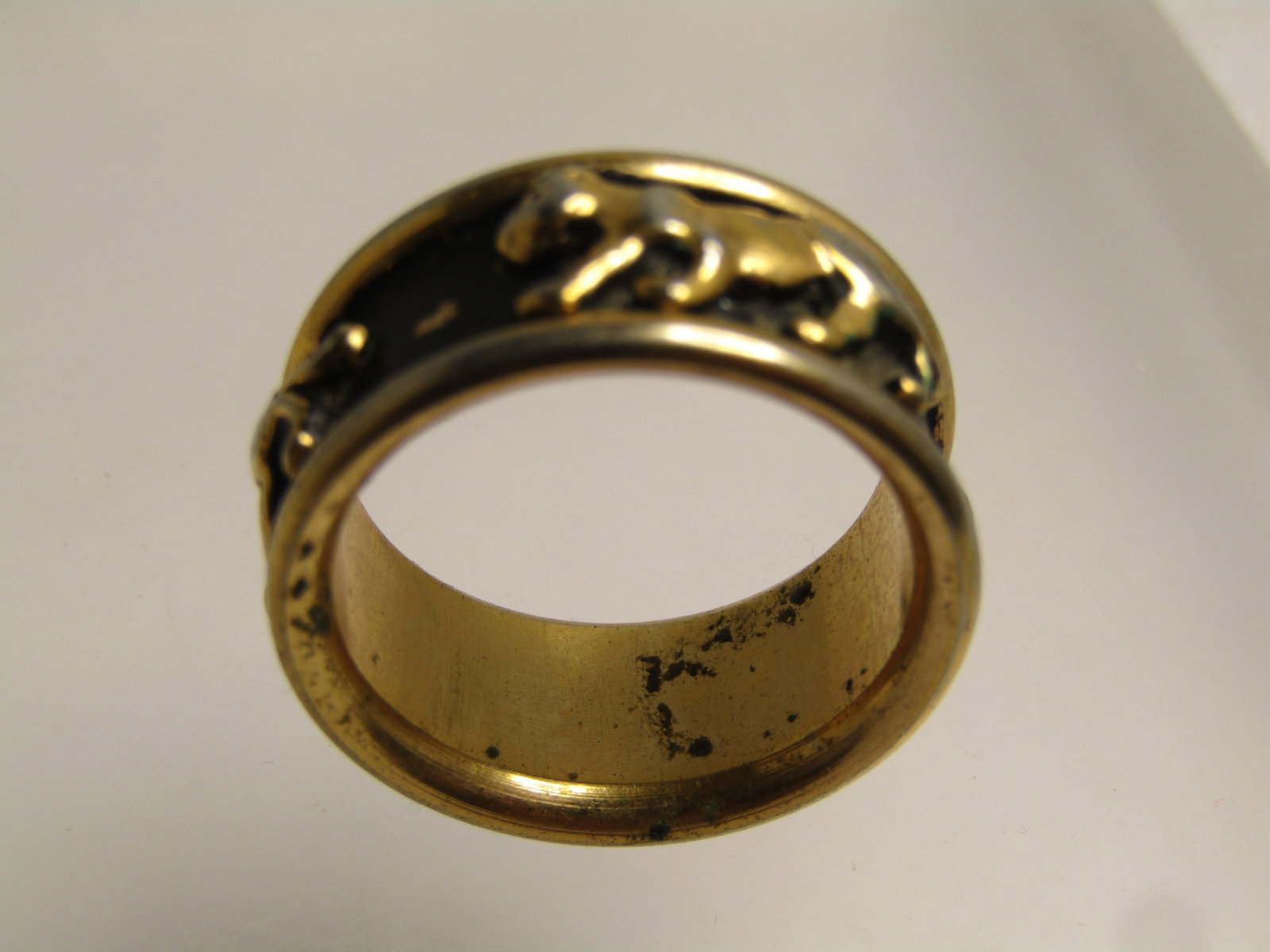 Vintage 10kt Plated Enameled Tiger Ring, Sz. 9 - 5