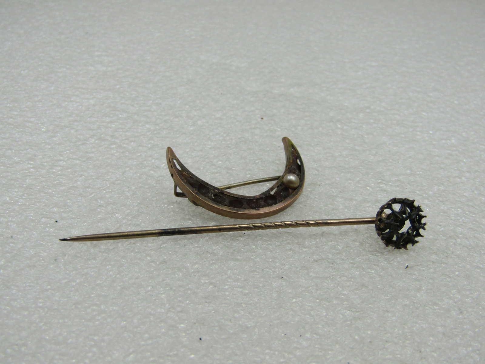 Victorian Stick Pin & Crescent Pins, Repurpose - 3