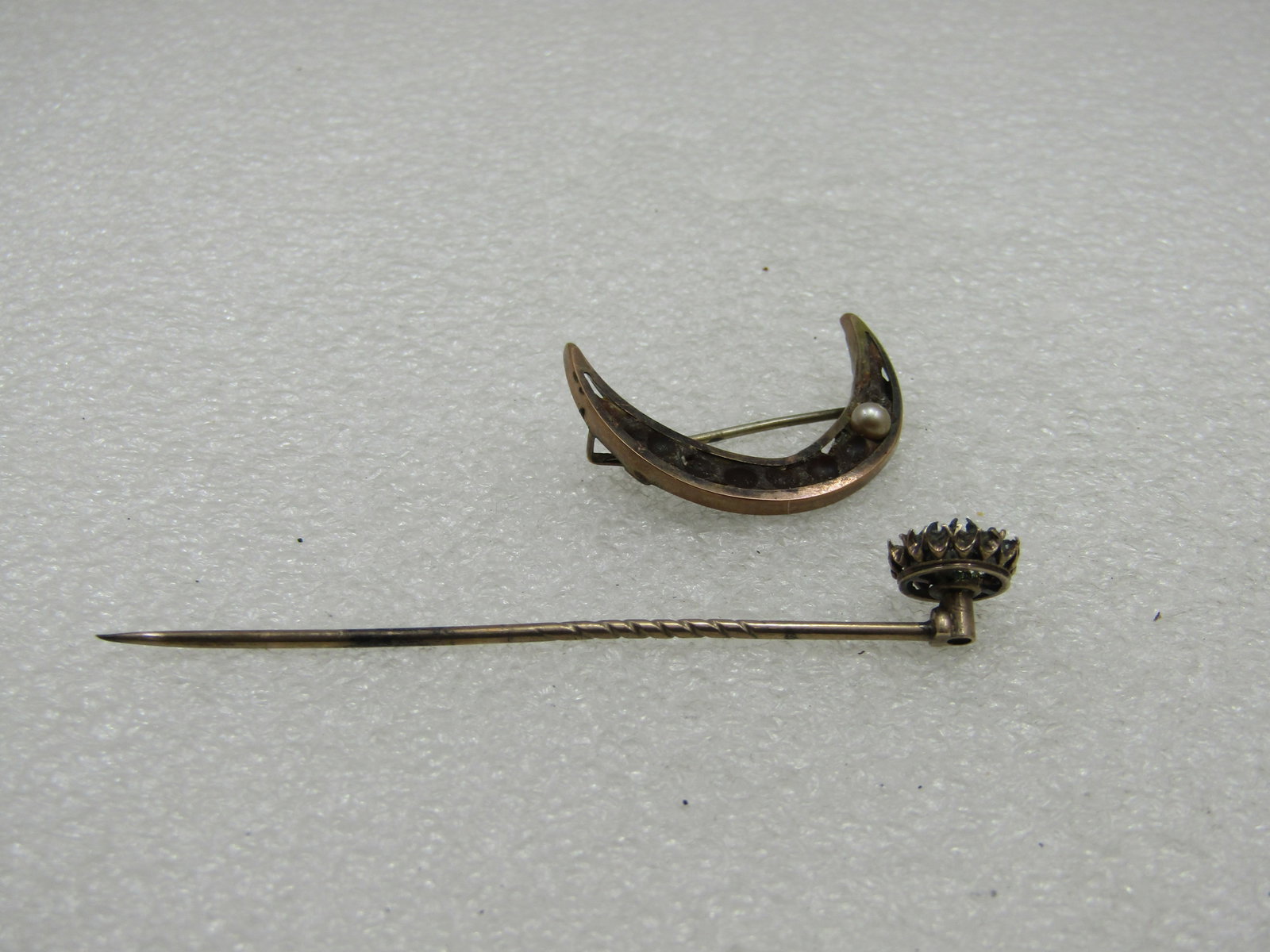 Victorian Stick Pin & Crescent Pins, Repurpose - 4