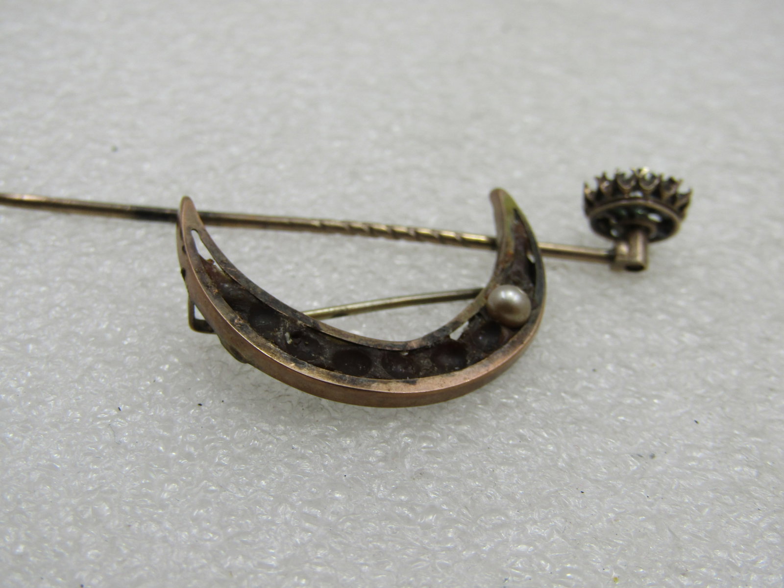 Victorian Stick Pin & Crescent Pins, Repurpose - 5