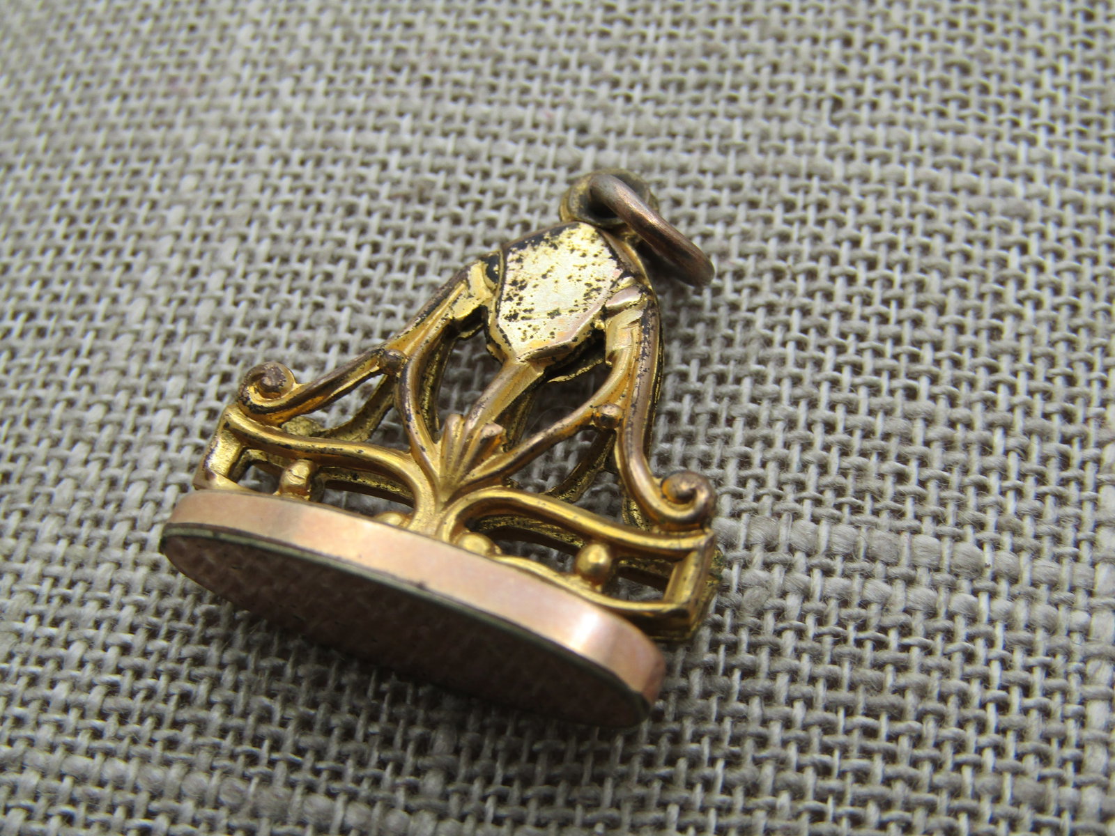 Victorian 10kt G.F. Fob, Scrolled, 1", 1800's-1910 - 2