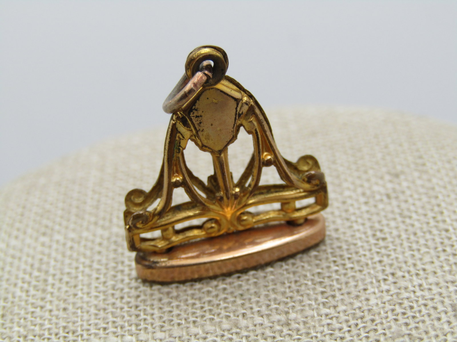Victorian 10kt G.F. Fob, Scrolled, 1", 1800's-1910 - 4