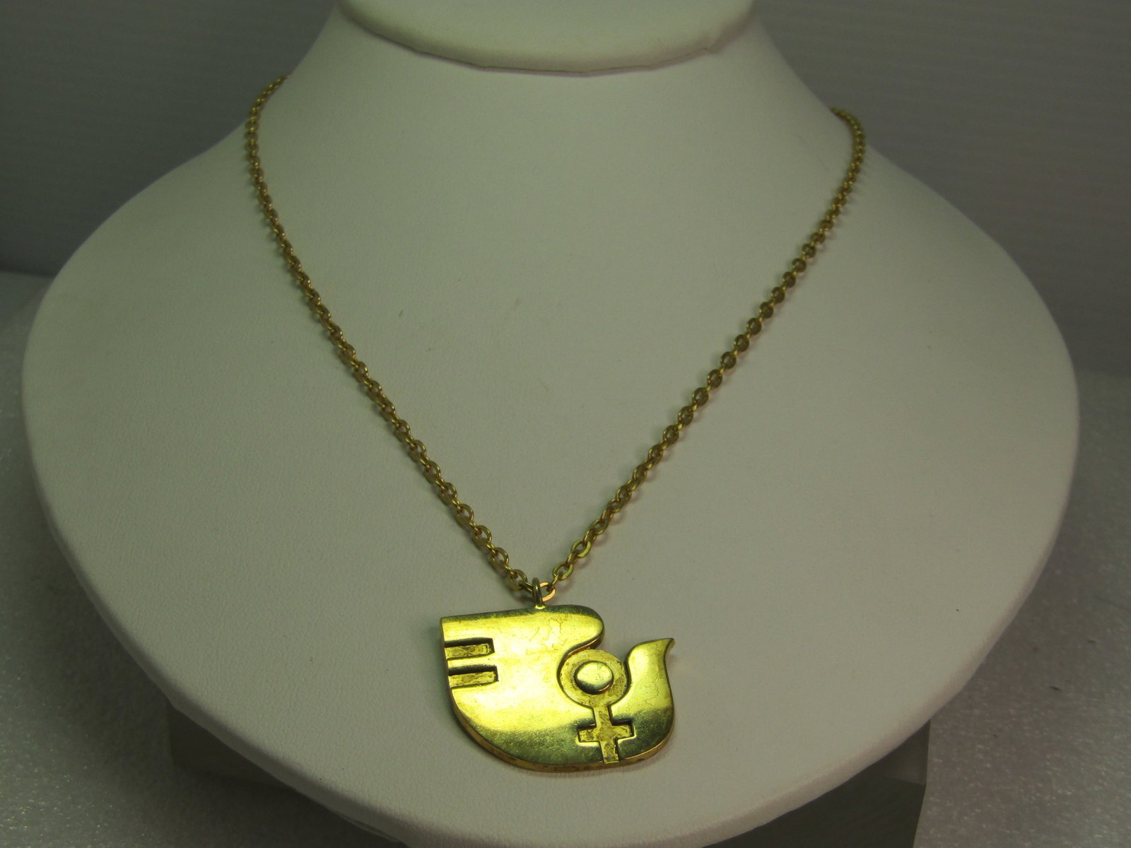 Vintage Sterling Vermeil 1975 U.N. Equality N.O.W. Women's Dove Necklace, 17" - 2