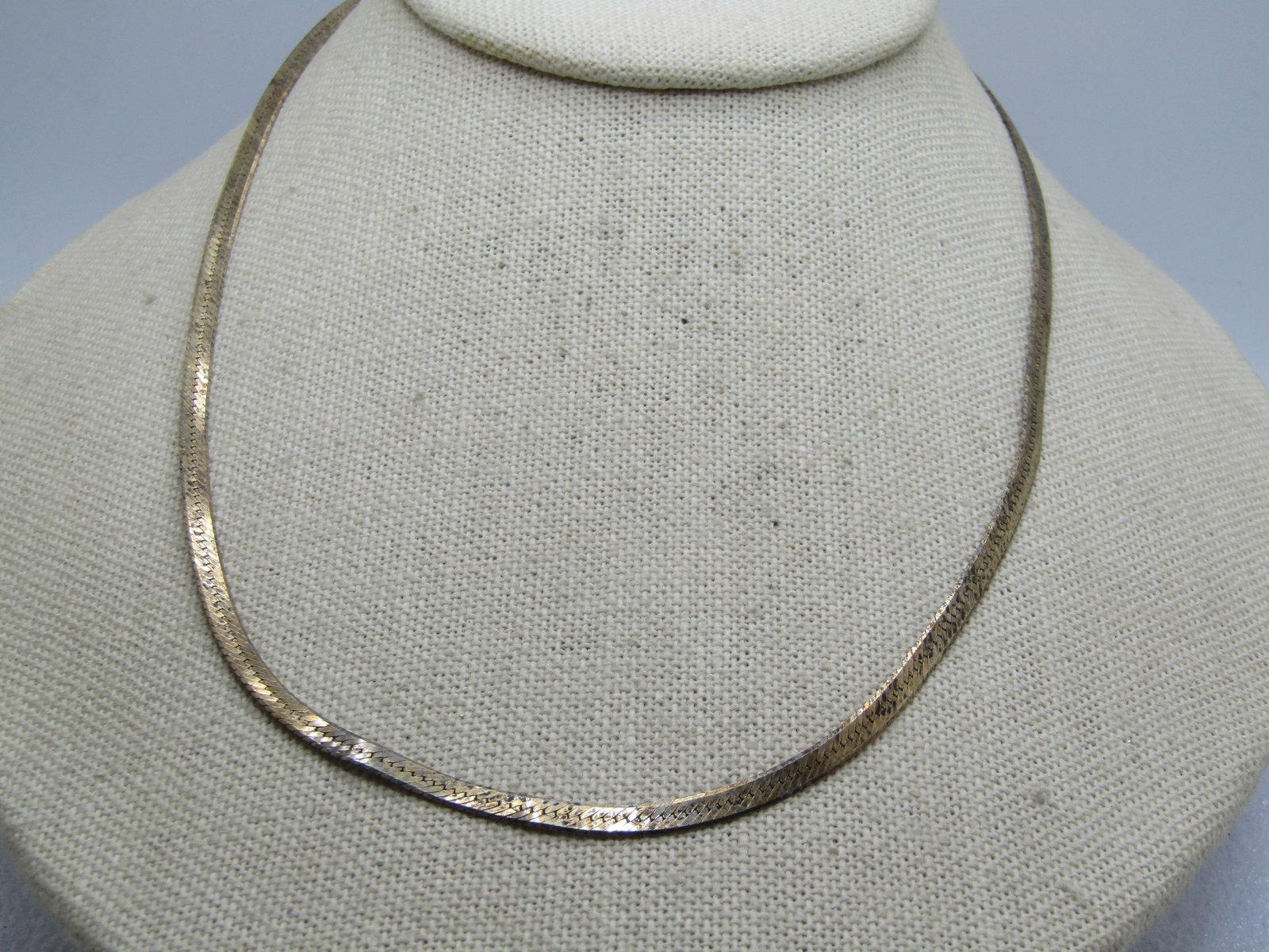 Vintage Herringbone Necklace, 3mm, 18" Long Signed, 1980's-1990's: Vintage Herringbone Necklace, 3mm, 18" Long Signed, 1980's-1990's. This has been lightly polished since the photoggraphs were taken - it appears to either be all vermeil with a sterling base and gold
