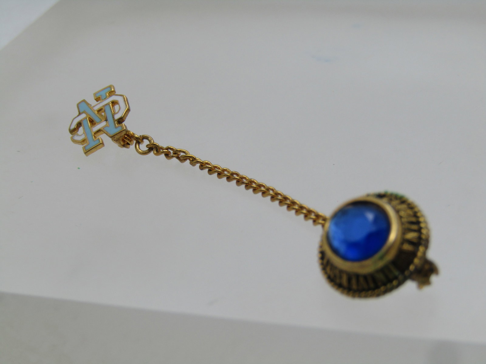 Vintage Gold Filled University of NC Pin with Chain and NC (1 of 6)